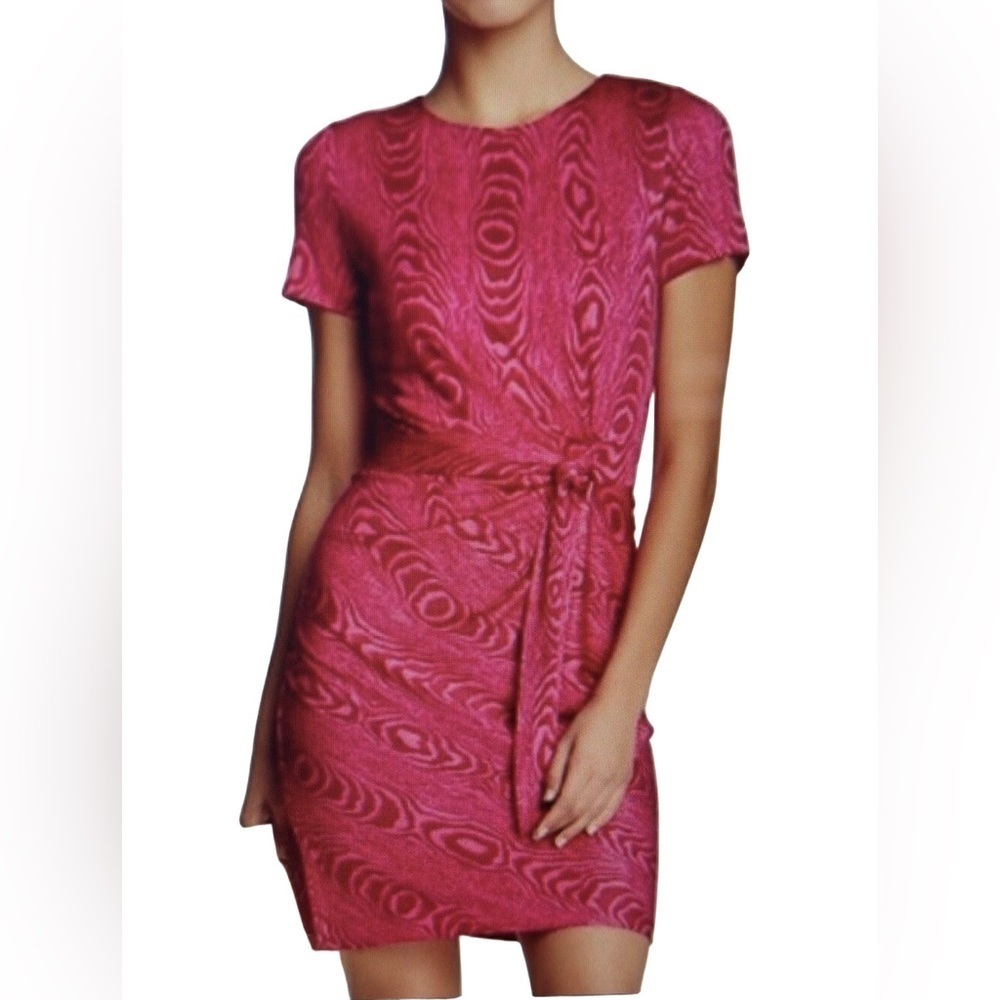Diane von Furstenberg Zoe Dress Silk Jersey Short Sleeves Fuchsia Stretch Size 6 - Picture 1 of 11